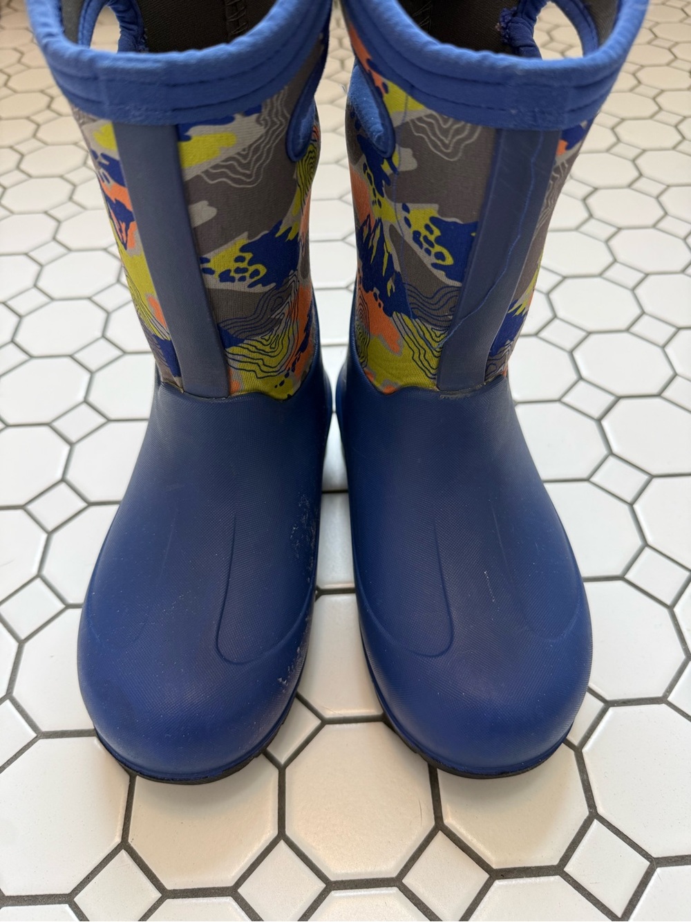 Bogs Navy Blue Kids Rain Boots with Pull Handles - Picture 2 of 6